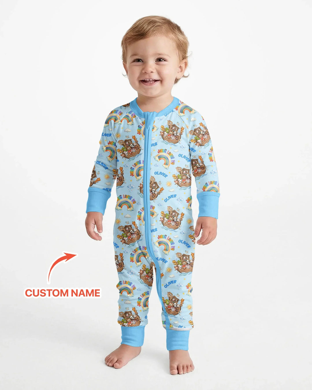 Custom Name Jesus Loves Me Noah's Ark Bamboo Convertible Zippy