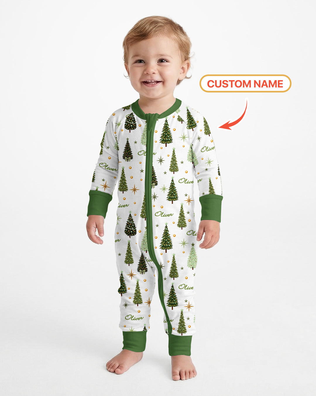 Custom Name Merry Christmas Tree Bamboo Convertible Zippy