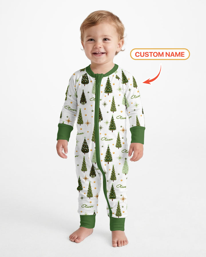 Custom Name Merry Christmas Tree Bamboo Convertible Zippy