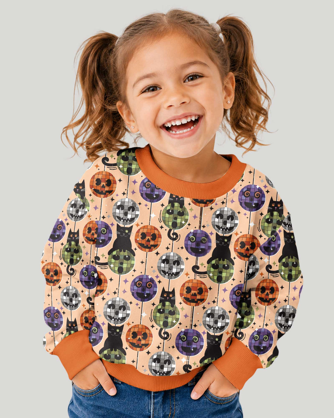 Groovy Halloween Disco Cat Bamboo Crewneck Sweatshirt