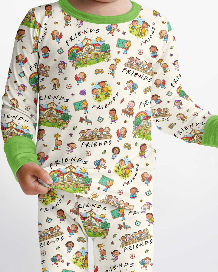 Zweiteiliges Langarm-Pyjama-Set mit Sommerfrüchten
