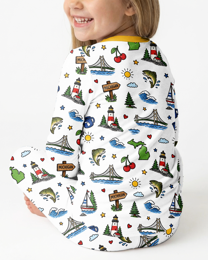 Someone in Michigan Loves Me Bamboo Two Piece Long Sleeve Pajama Set