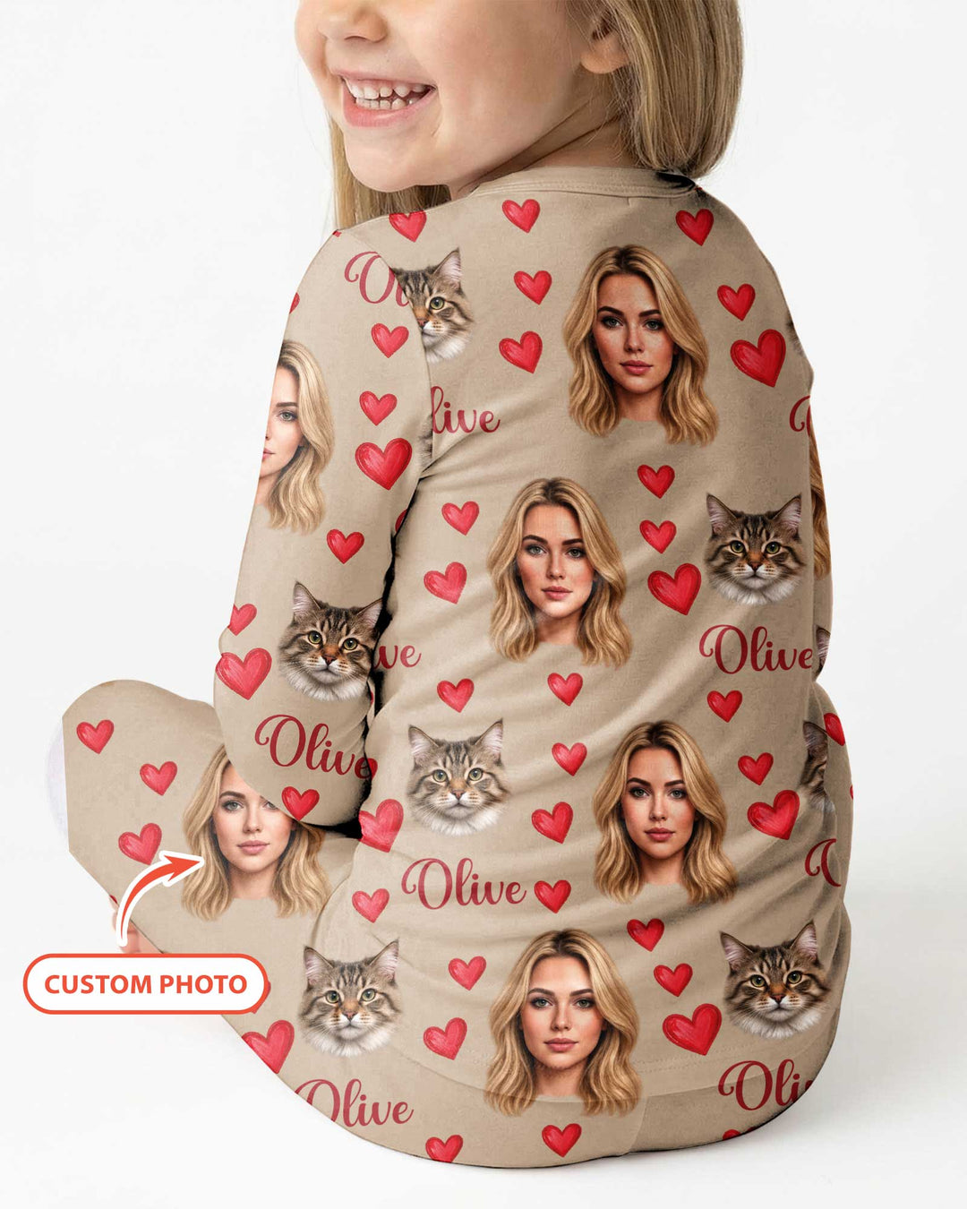 Custom Face Family Matching Bamboo Two Piece Long Sleeve Pajama Set