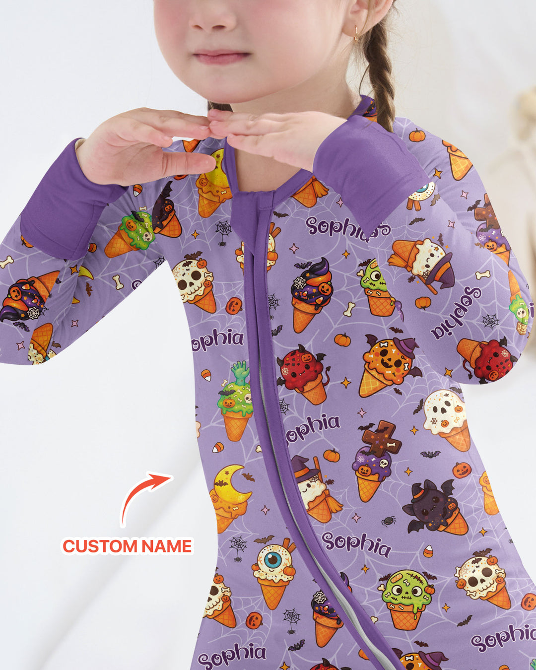 Custom Name Halloween Ice Cream Bamboo Convertible Zippy