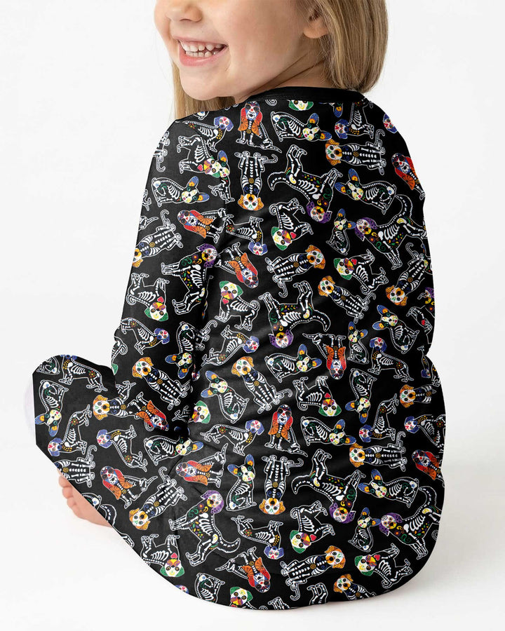 Dia De Los Muertos Doggie Bamboo Two Piece Long Sleeve Pajama Set