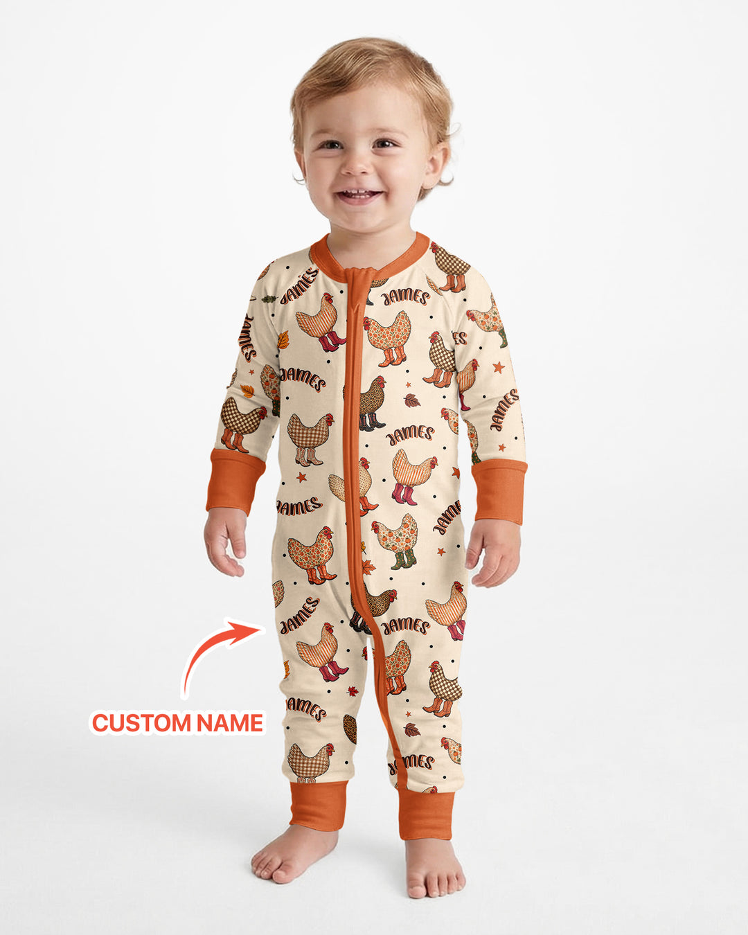 Custom Name Preppy Fall Chicken Bamboo Convertible Zippy