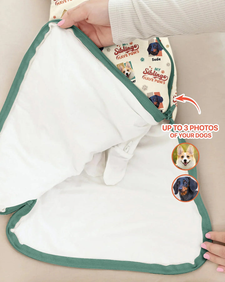 Custom Dog Photos "My Siblings Have Paws" Bamboo Sleep Bag