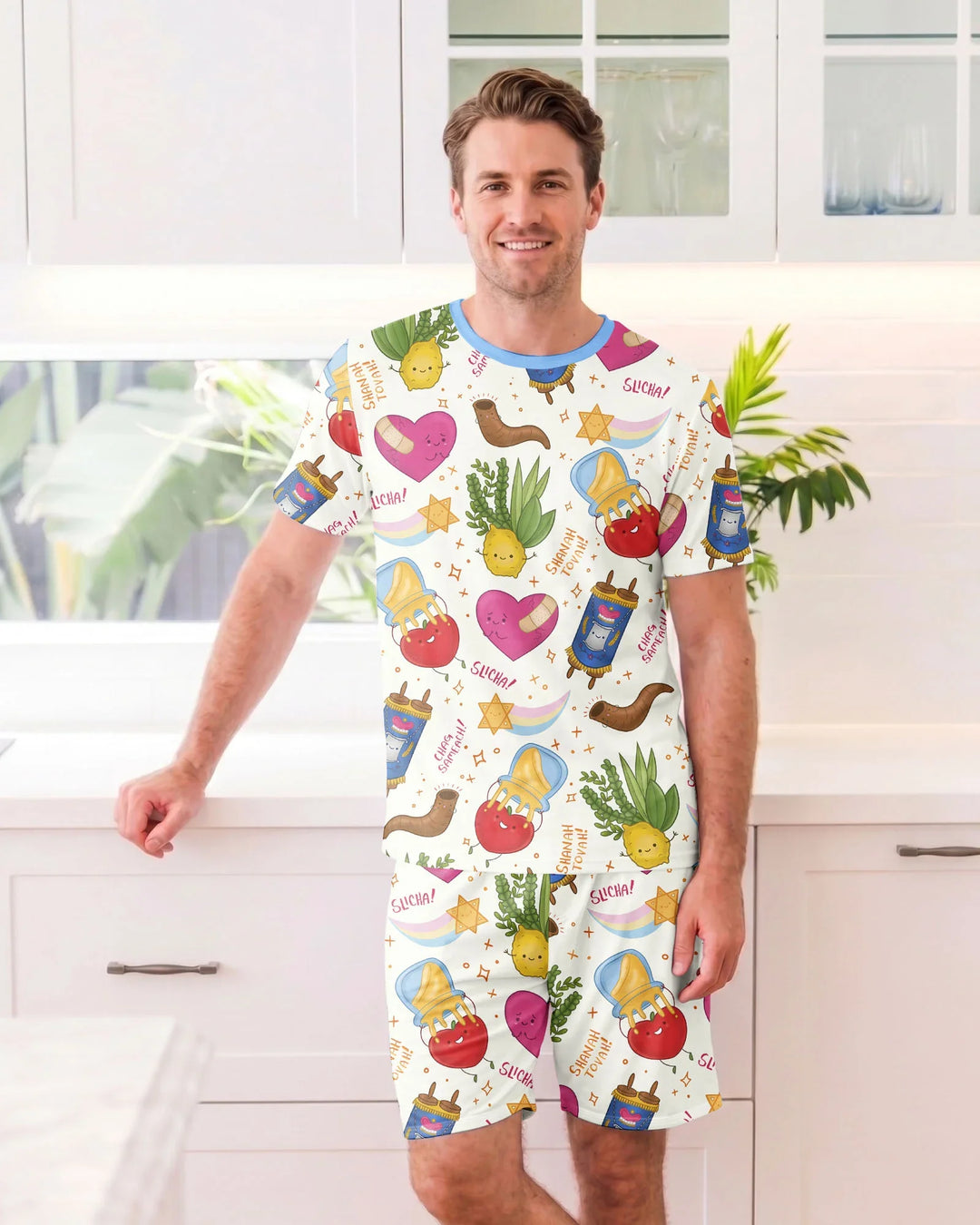 Jewish High Holidays Bamboo Men Short Sleeve Short Pajama Set
