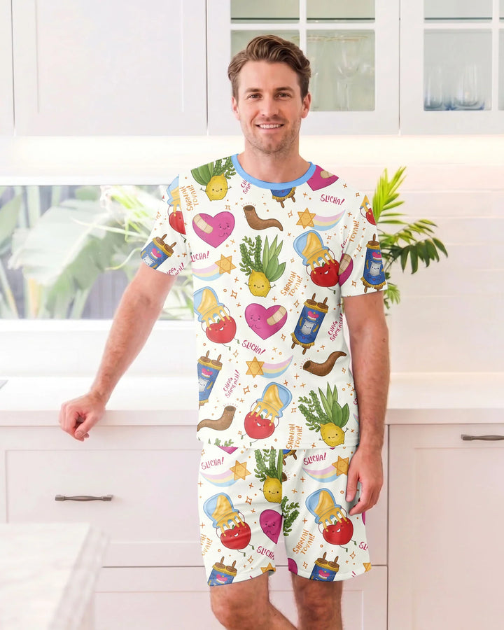 Jewish High Holidays Bamboo Men Short Sleeve Short Pajama Set