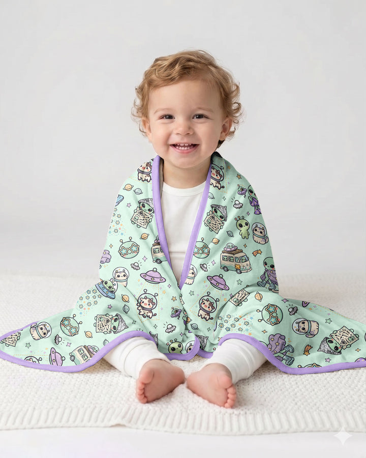 Little Alien Explorer Bamboo Blanket