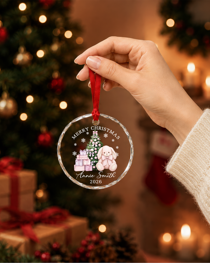 Baby First Christmas 2026 Personalized Glass Ornament