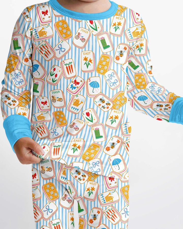 Mahjong Club Mommy & Me Matching Bamboo Two Piece Long Sleeve Pajama Set