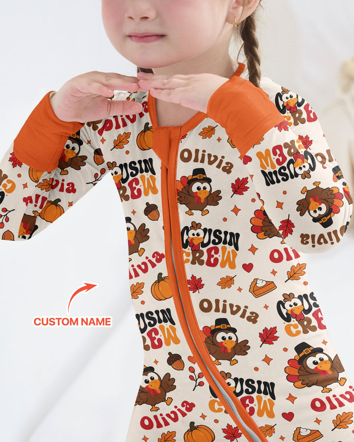 Personalized Cousin Crew Thanksgiving Bamboo Convertible Zippy