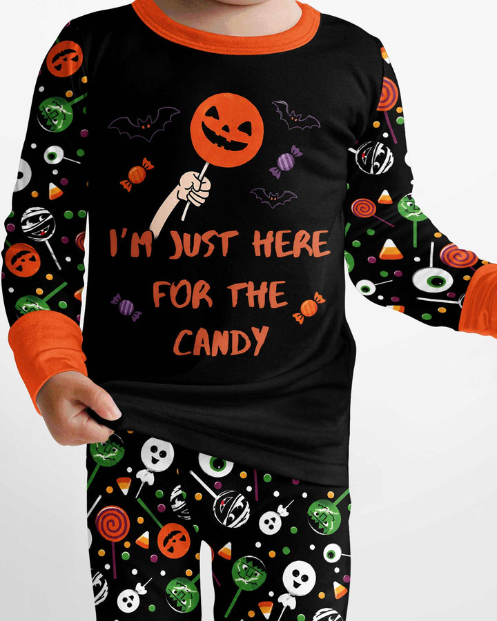 Halloween Lolipop I'm Just Here For The Candy Bamboo Two Piece Long Sleeve Pajama Set