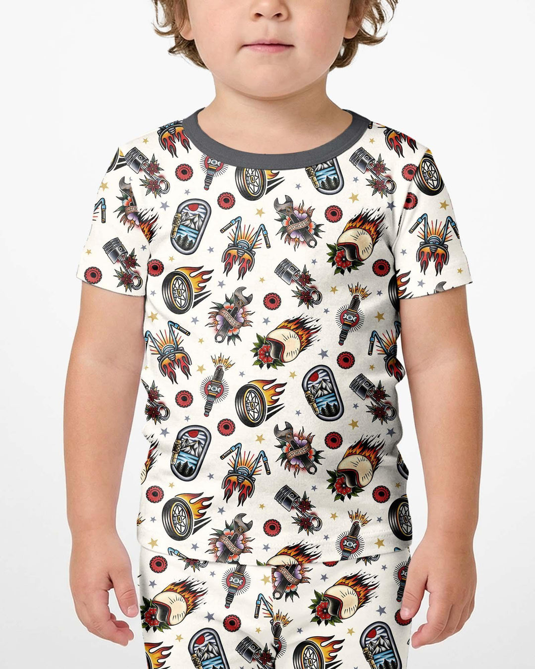 Template Zweiteiliges Pyjama-Set mit kurzen Ärmeln und Shorts