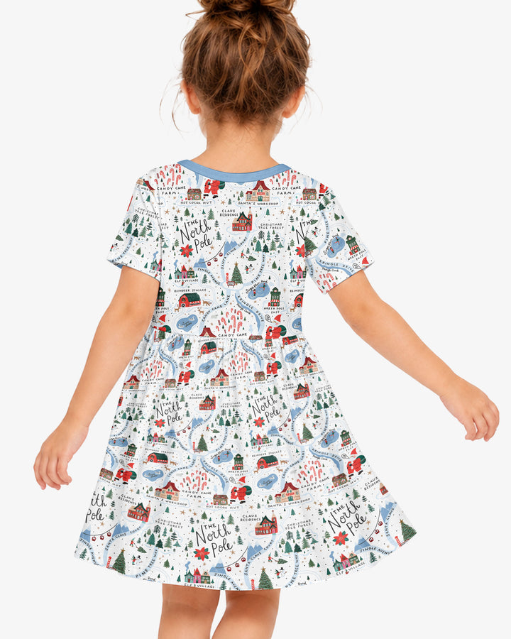 The North Pole Map Bamboo Twirl Dress