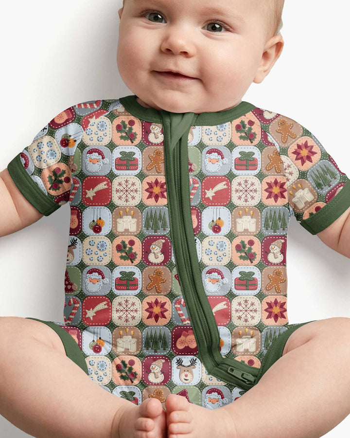 Christmas Felt Patchwork Bamboo Shorty Zippy