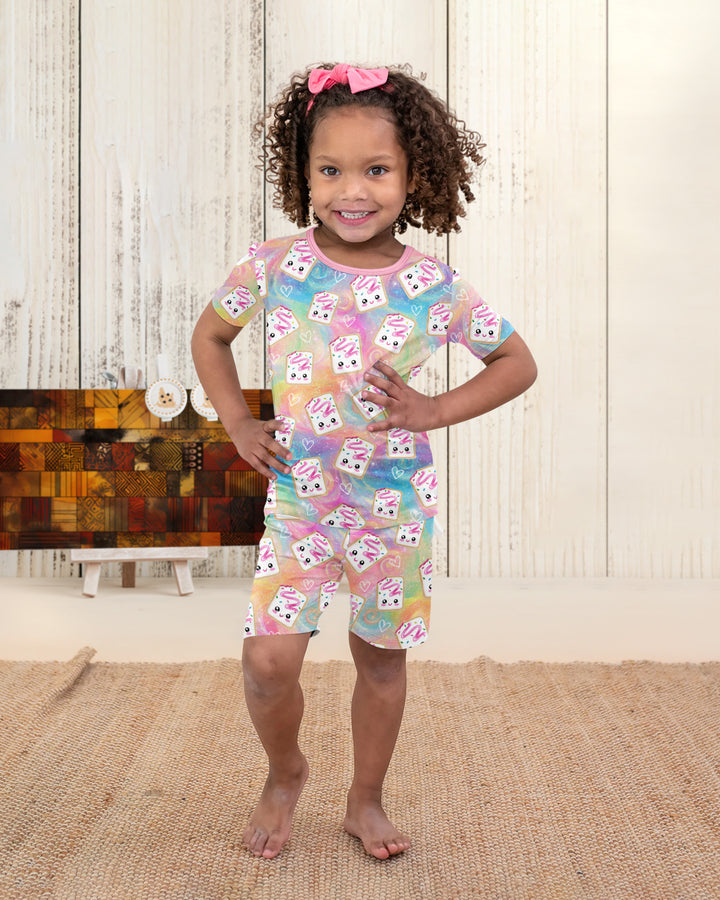 Kawaii Sprinkle Pastry  Bamboo Two Piece Short Sleeve Shorts Pajama Set