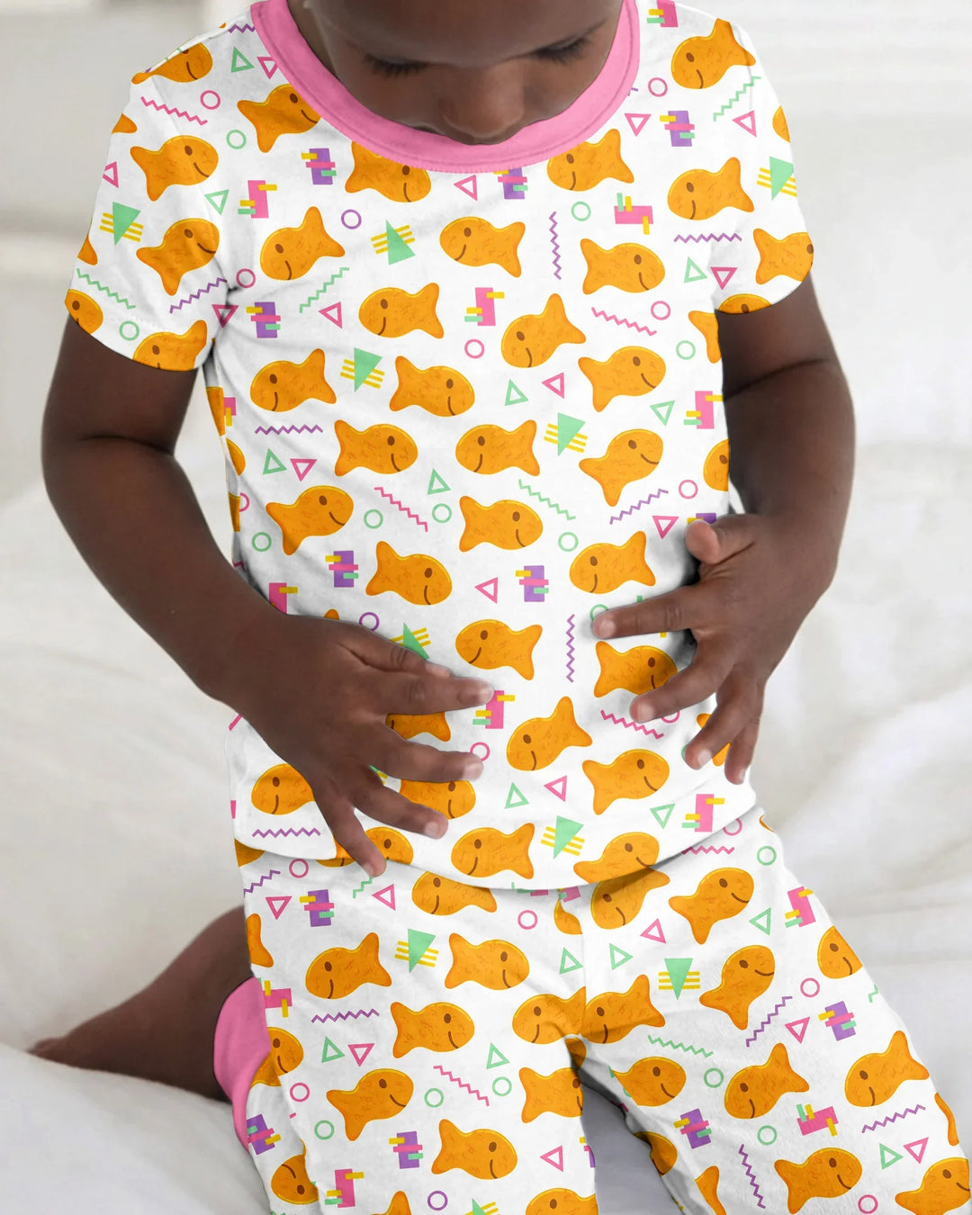 Cheesy Fishies Family Matching Bamboo Two Piece Short Sleeve Pajama Set