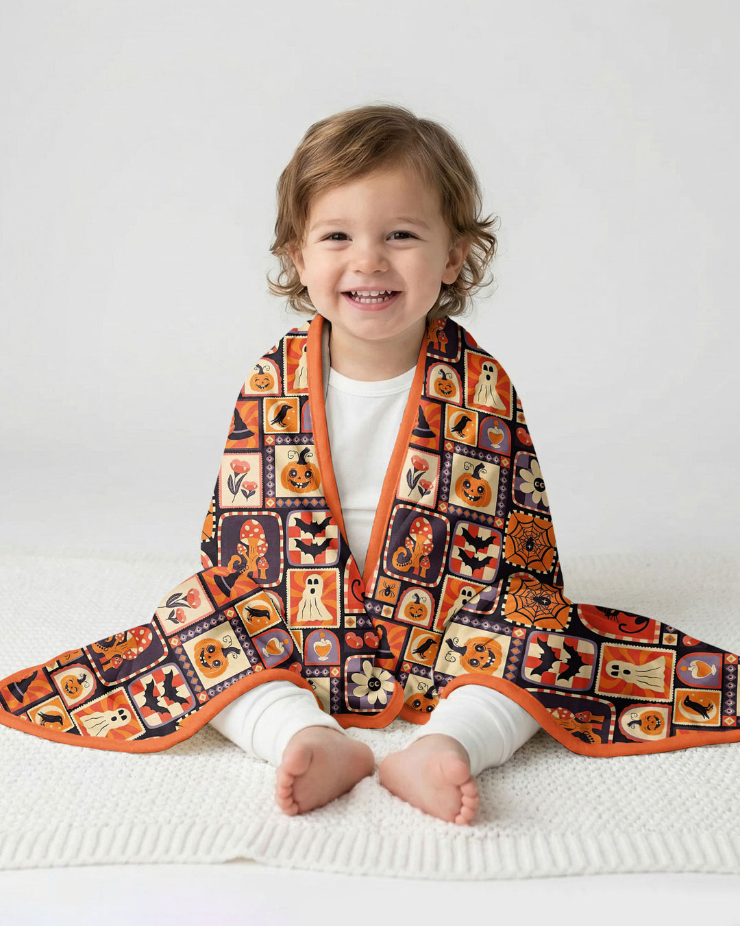 Retro Halloween Patchwork Icons Bamboo Blanket