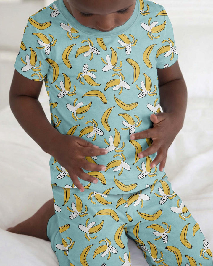 Schlafanzug-Set zweiteilig mit kurzen Ärmeln, Bananen Bambus
