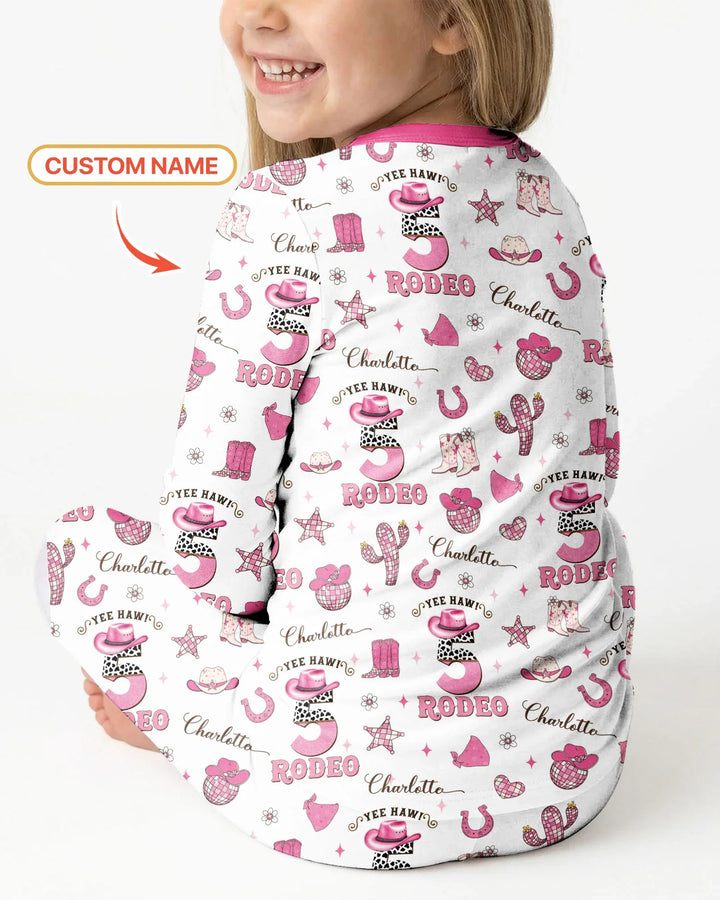 Personalized Birthday Rodeo Bamboo Two Piece Long Sleeve Pajama Set