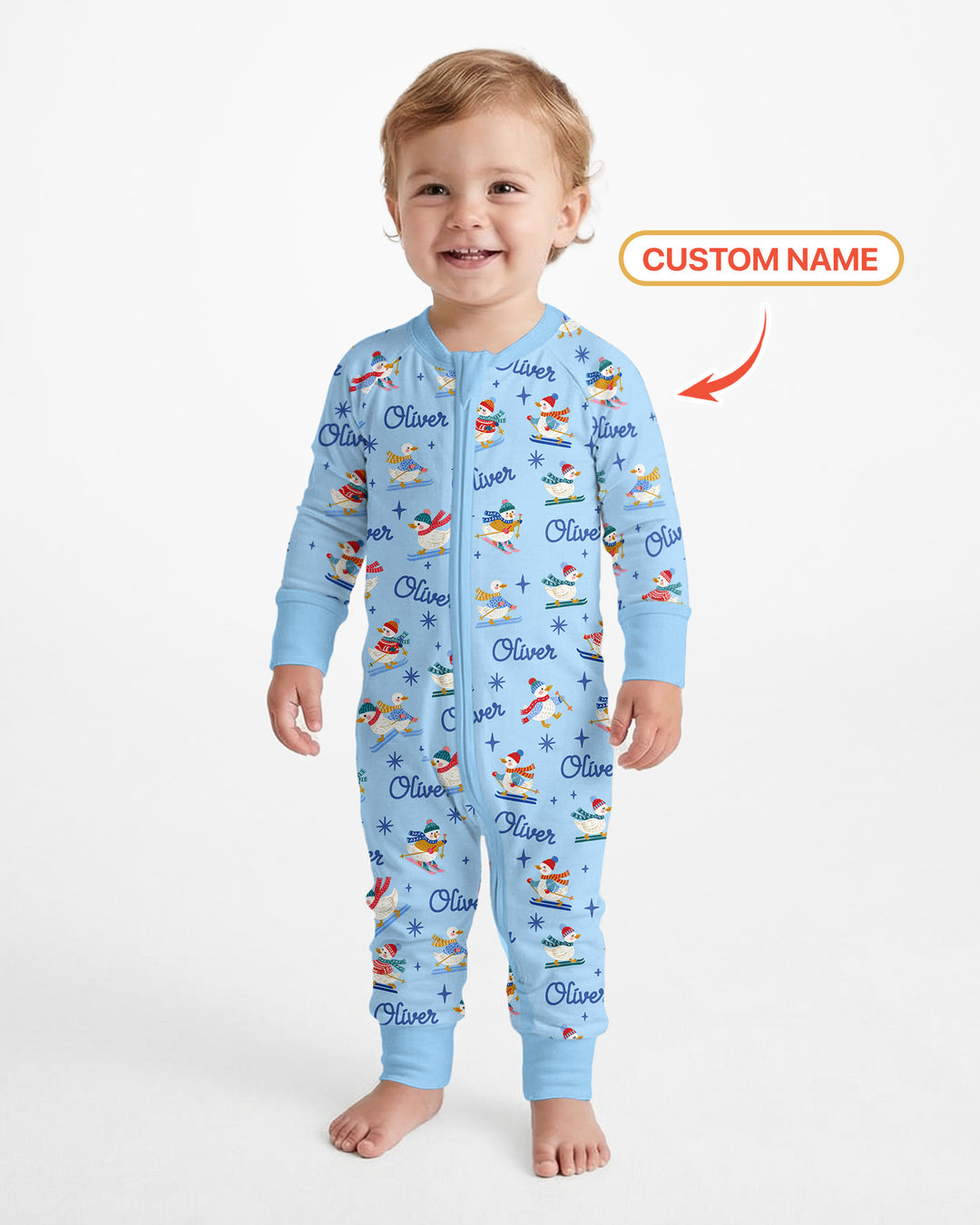 Custom Name Skiing Goose Bamboo Convertible Zippy