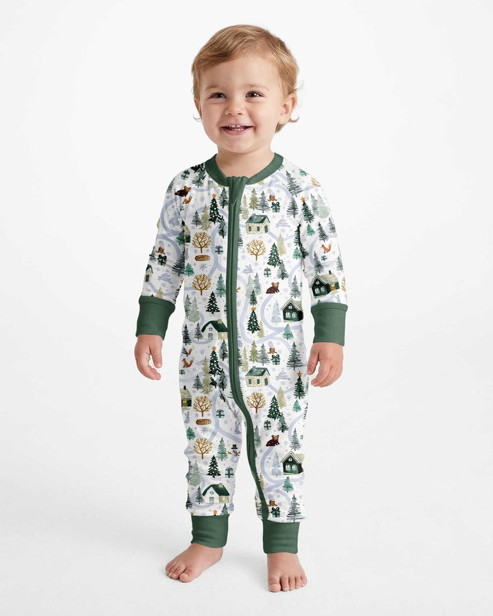 Winter Woodland Village Bamboo Convertible Zippy