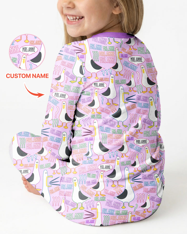 Teacher Teacher Teacher Funny Seagull Bamboo Two Piece Long Sleeve Pajama Set