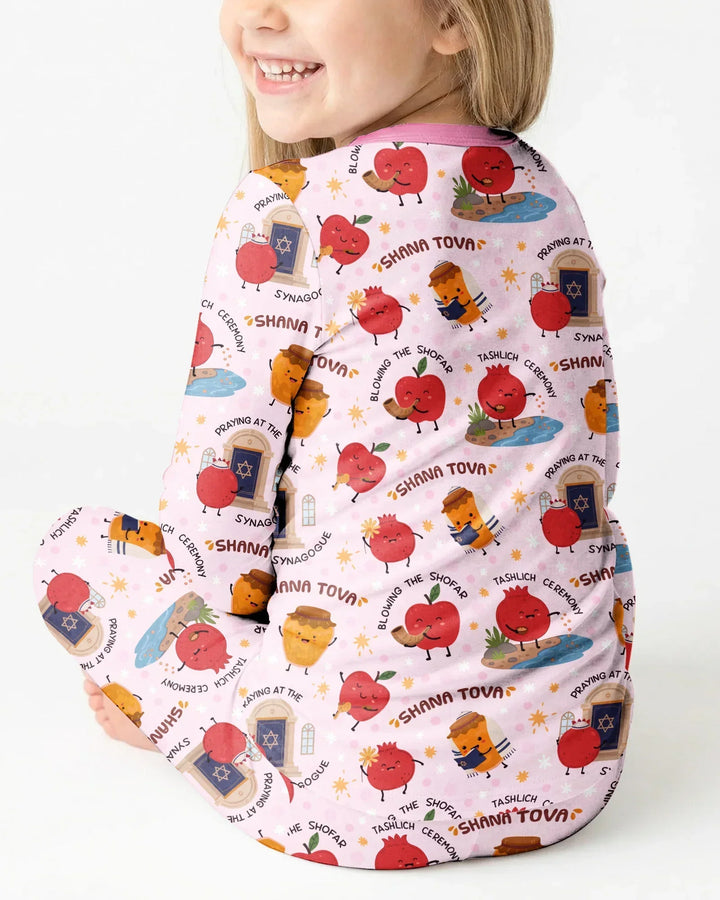 Zweiteiliges Langarm-Pyjama-Set mit Sommerfrüchten