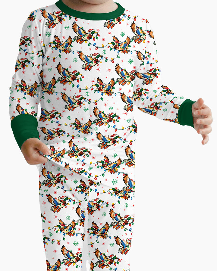 Preppy Christmas Mallard Duck Bamboo Two Piece Long Sleeve Pajama Set