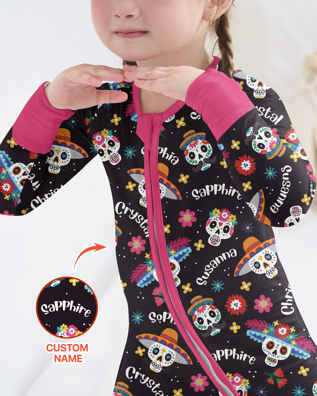 Custom Name Dia De Los Muertos Bamboo Convertible Zippy