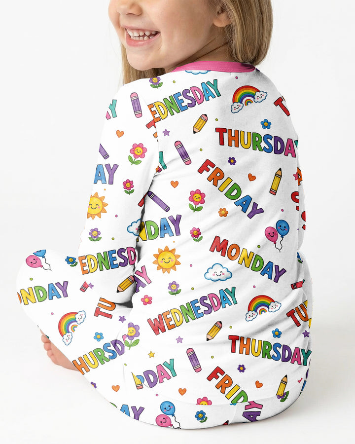 Days of the Week Bamboo Two Piece Long Sleeve Pajama Set
