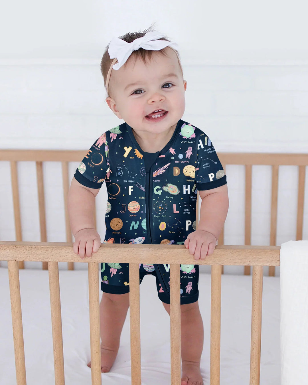 Space Alphabet Bamboo Shorty Zippy