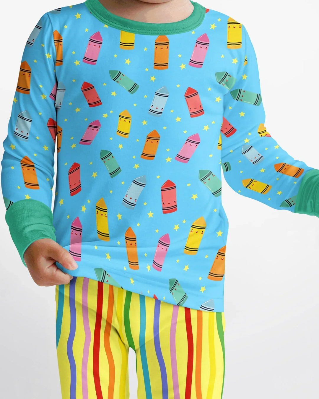 Happy Crayon Friends Bamboo Two Piece Long Sleeve Pajama Set