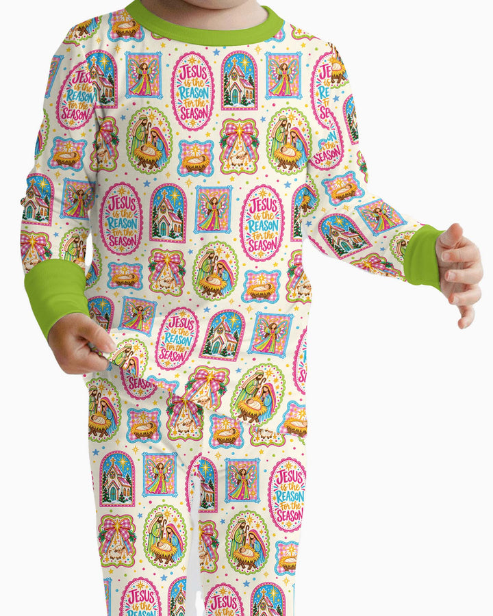 Nativity Jesus Is The Reason Bamboo Two Piece Long Sleeve Pajama Set