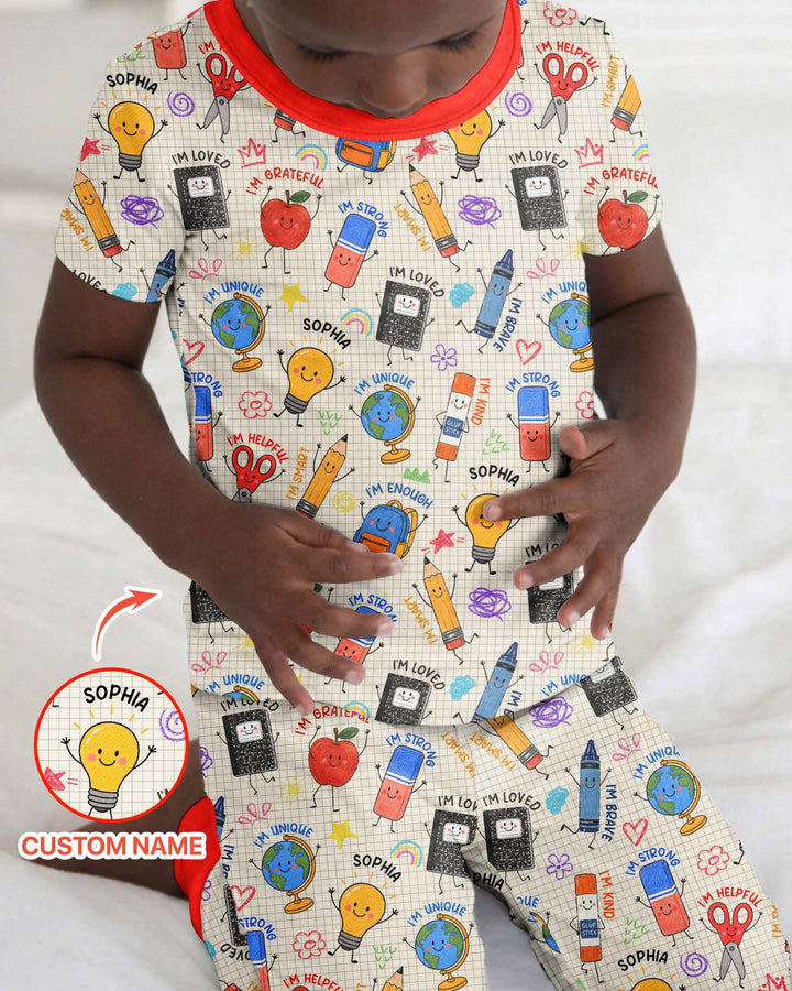 Zweiteiliges, kurzärmliges Pyjama-Set mit Marienkäfern