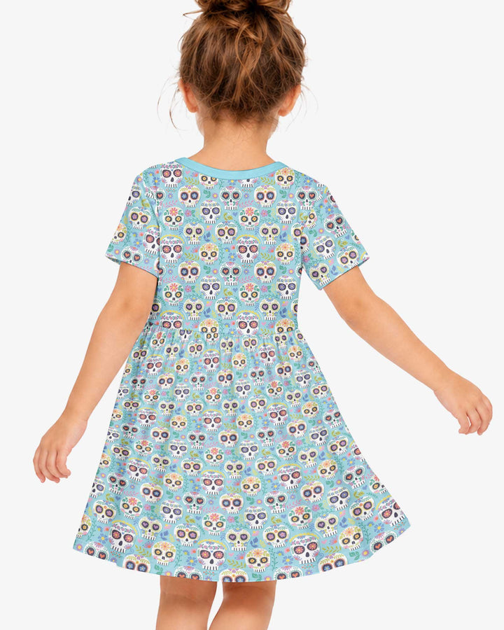 Floral Skull  Bamboo Twirl Dress