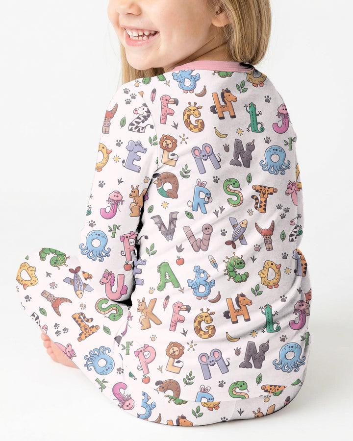 Animals Alphabet Bamboo Two Piece Long Sleeve Pajama Set