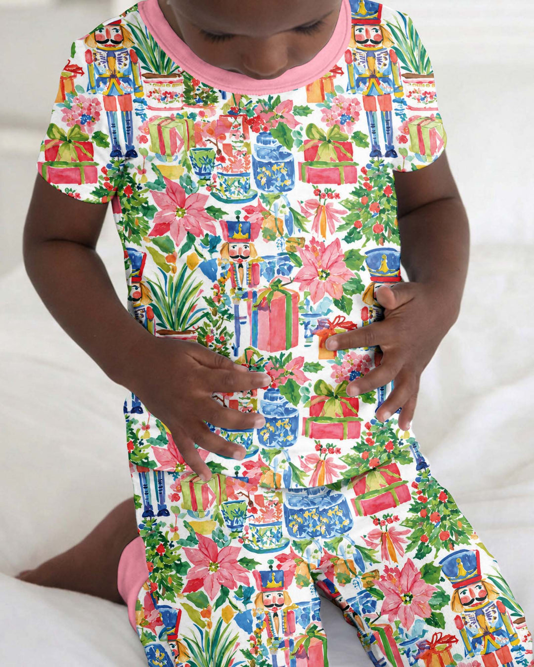 Watercolor Nutcracker Holiday Bamboo Two Piece Short Sleeve Pajama Set