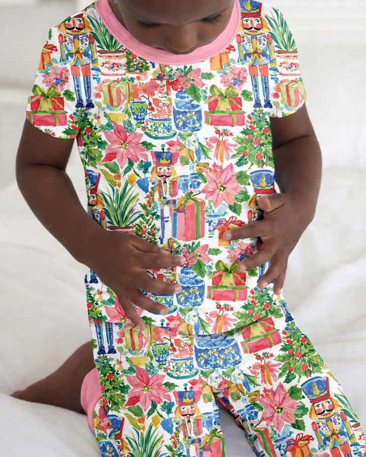 Watercolor Nutcracker Holiday Bamboo Two Piece Short Sleeve Pajama Set