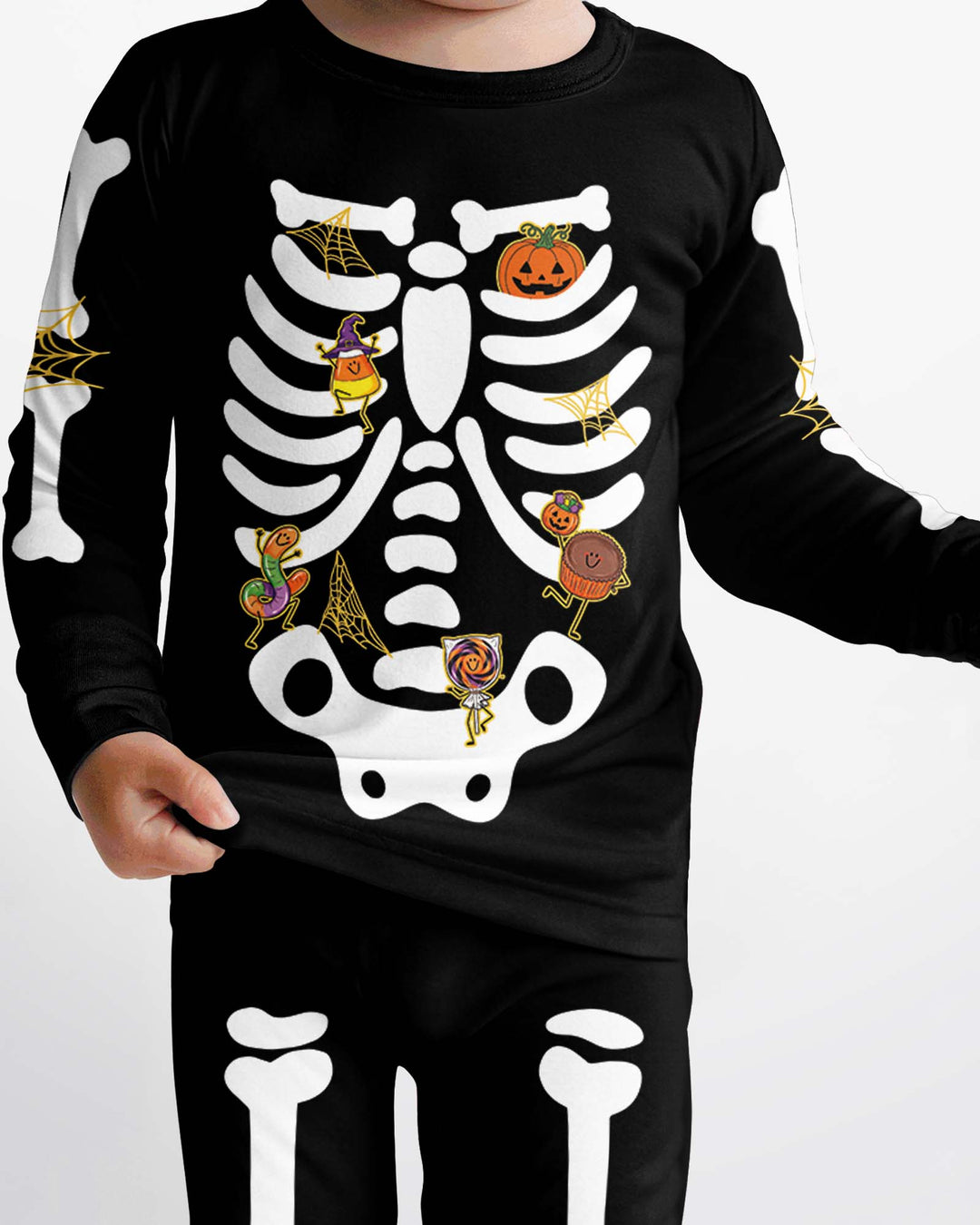 Halloween Skeleton Candy Bamboo Two Piece Long Sleeve Pajama Set