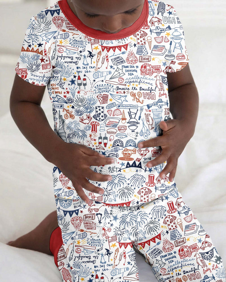Zweiteiliges, kurzärmliges Pyjama-Set mit Marienkäfern