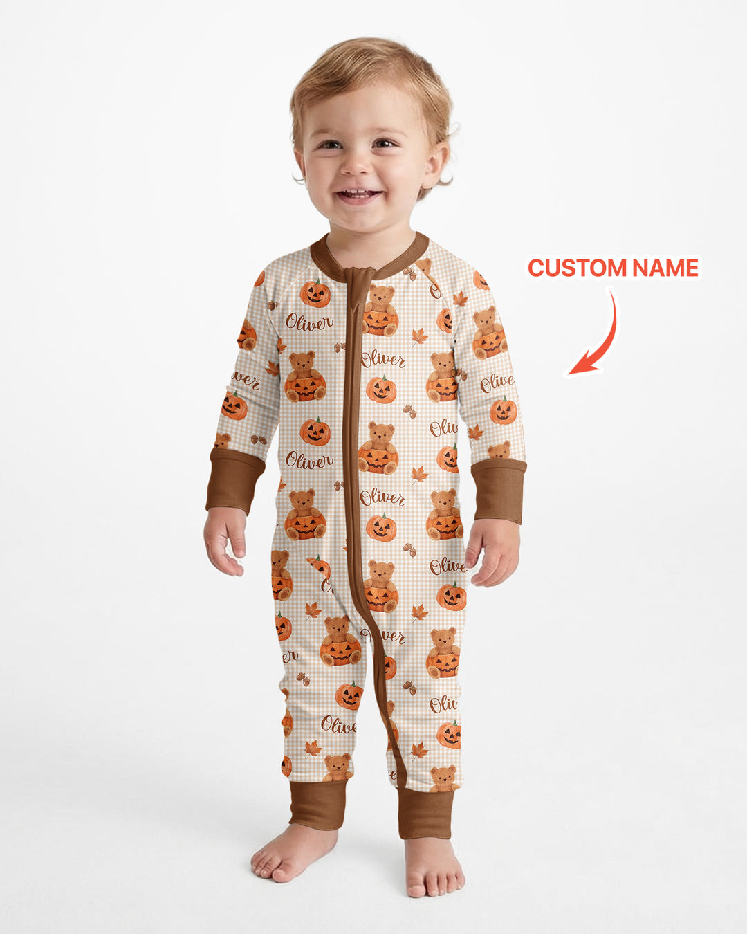 Custom Name Pumpkin Teddy Bamboo Convertible Zippy