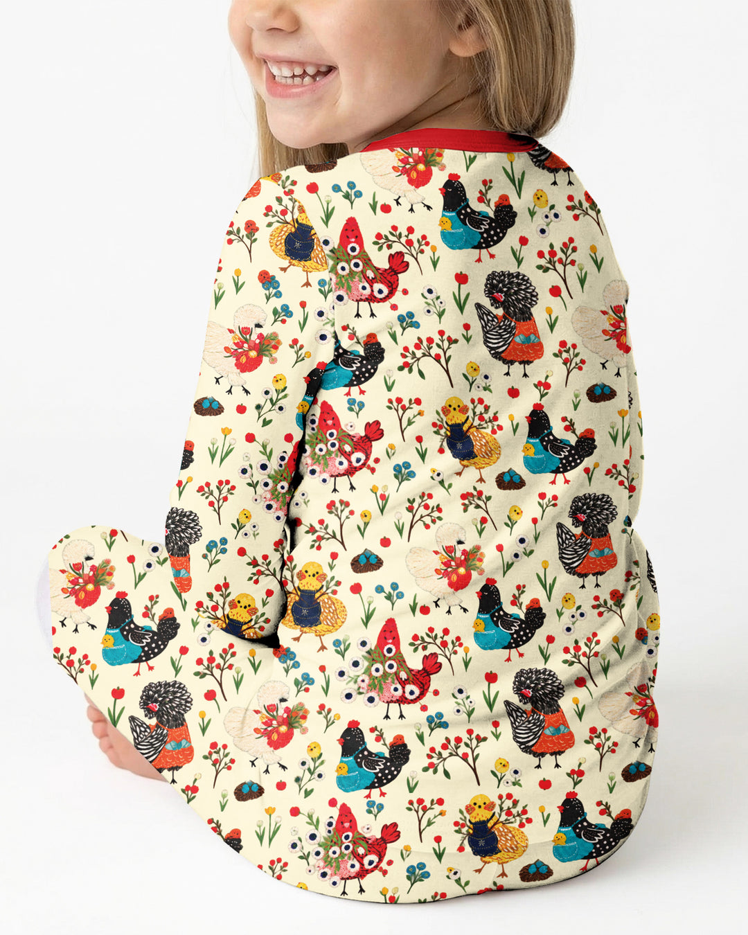 Chicken Garden Bamboo Two Piece Long Sleeve Pajama Set