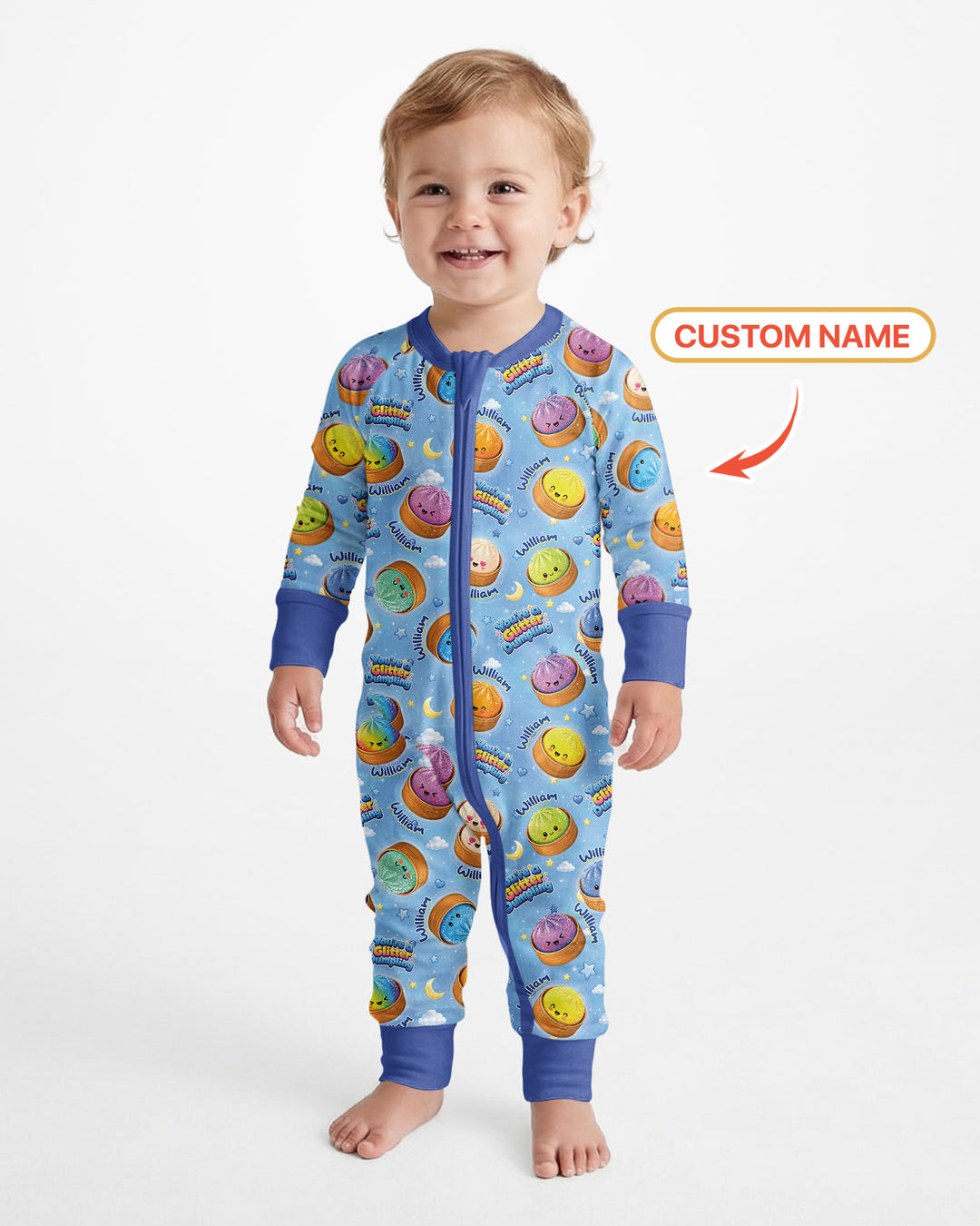 Custom Name You're A Glitter Dumpling Boy Bamboo Convertible Zippy