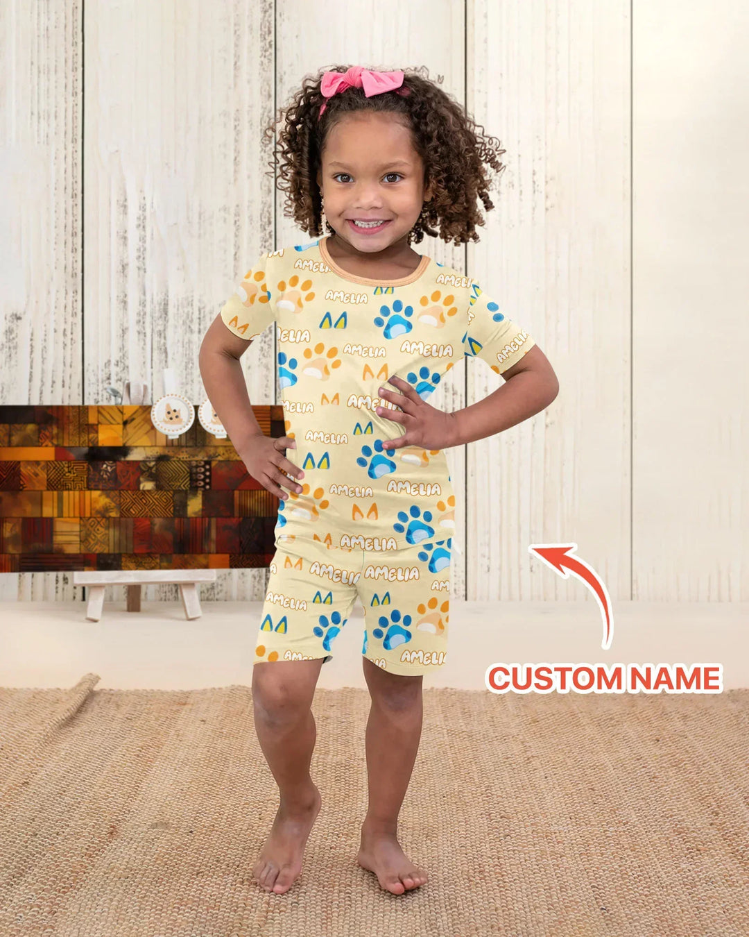Zweiteiliges Pyjama-Set mit kurzen Ärmeln und Shorts im Sommer-Design