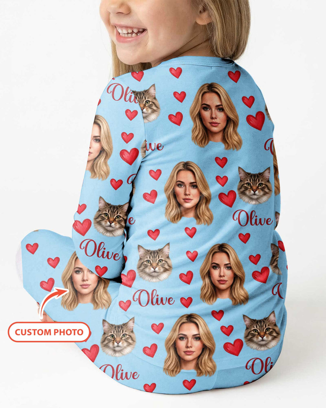 Custom Face Family Matching Bamboo Two Piece Long Sleeve Pajama Set