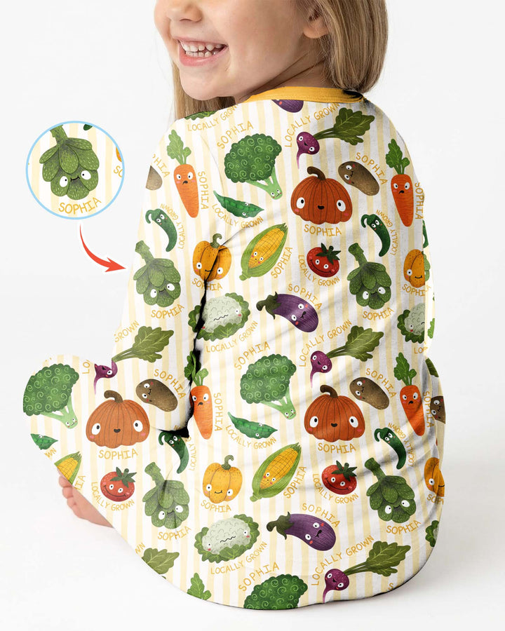 Zweiteiliges Langarm-Pyjama-Set mit Sommerfrüchten