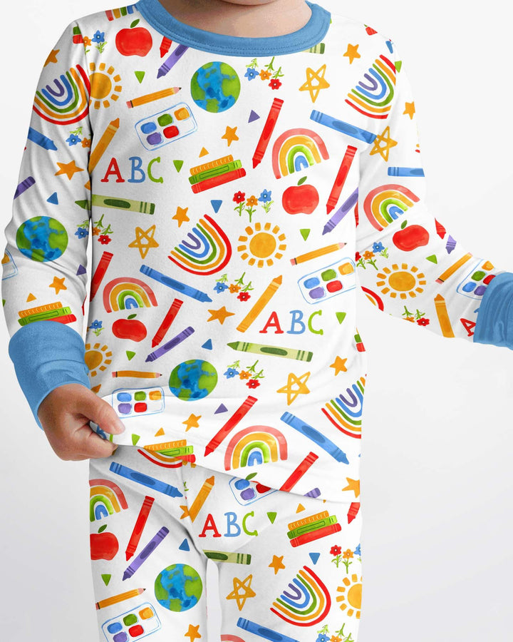 School Scribbles Bamboo Two Piece Long Sleeve Pajama Set